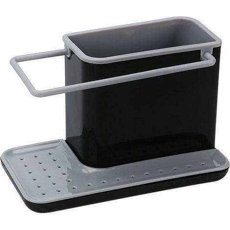 Sink organizer - can hold sponges, scrapers, brushes, detergents, cloths, etc., small size - black. (1/5)