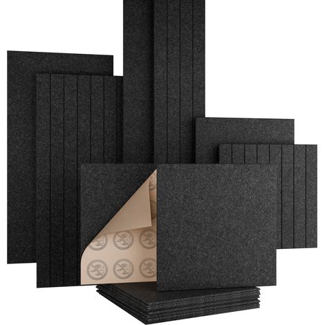 AKUSTIKO Felt Akustikpaneele Brandschutz B-s1-d0 selbstklebend Filz Wand- & Deckenplatten, schlichte Oberfläche & Lamellenstruktur Anthrazit: Plain 60x60cm, 1 Paneel (1/5)
