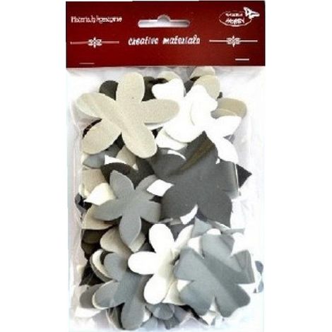 Schwarze, graue und weiße Blumen, 60 Stück