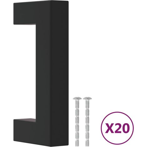 Poignées d'armoire 20 pcs Poignée de meuble noir 64 mm acier inoxydable CFW25177 (1/5)