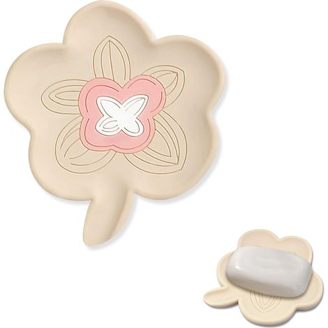 Bonita jabonera con forma de flor, jabonera artística de silicona con escurridor, jabonera decorativa para lavabo de baño, cocina, bañera