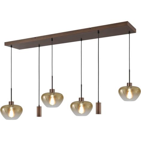 Suspension 6 lumières Genua Marron avec 4x verre doré et 2x pendentif - 2971-1515130256MC224 (1/3)