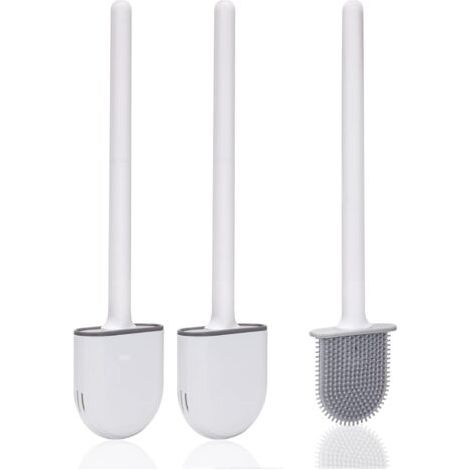 Brosse Toilette Silicone,Brosse WC Silicone et SupportsAvec des Poils Doux et Une Poignée Antidérapante Brosse Toilette Silicone Nettoyage Rapides Brosse WC Suspendu(2 pièces)