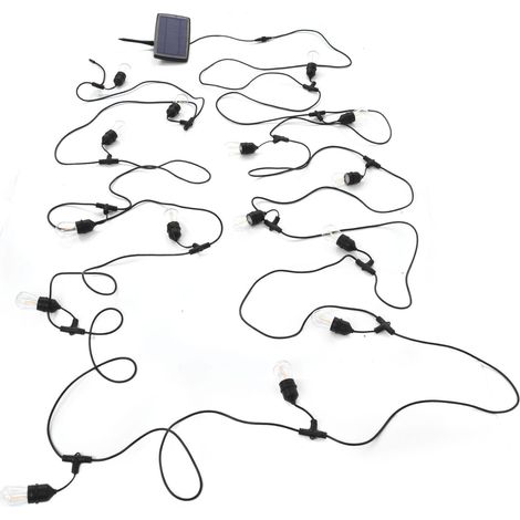 Guirlande lumineuse solaire S14 IP65 15 m, 4 modes d'éclairage, éclairage extérieur pour terrasse avec 15 ampoules LED (1/5)