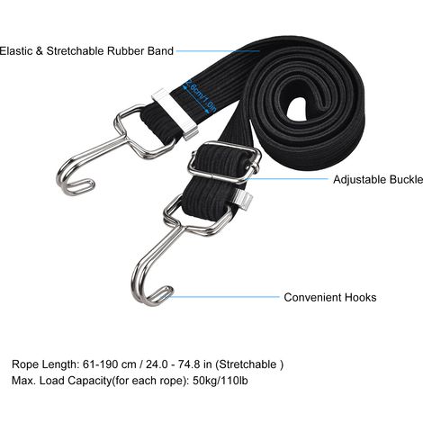 1 PIÈCES Vélo Attaché Corde avec Crochets Vélo Siège Arrière Fixe Bundle Cycle Élastique Empilage Bande (1/5)