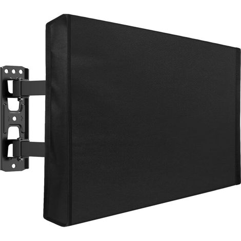 Housse de protection pour téléviseur d'extérieur 60-65 pouces, tissu épais 600D résistant aux intempéries, avec housse pour télécommande, protection d'écran étanche et anti-poussière (noir) (1/5)