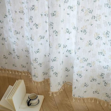 Rideaux - Petits rideaux - Rideau bohème - Rideau fleuri - Rideau en coton - Rideaux bohèmes vintage - Salon/Chambre - 140 x 100 cm - Fleurs 140 cm x 100 cm (1/5)