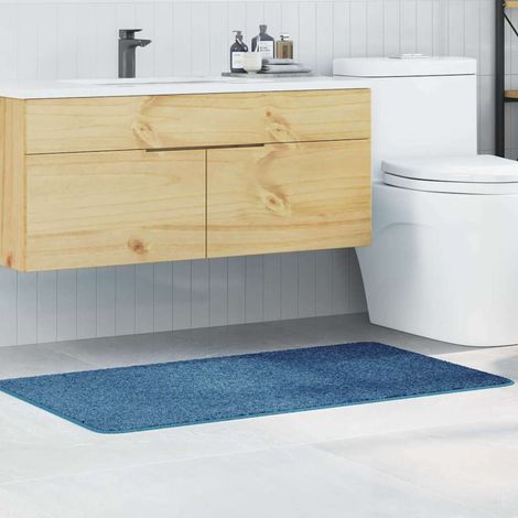 Tapis de bain antidérapant 70 x 120 cm – Polypropylène bleu avec dos en latex – Lavable en machine pour salle de bain (1/5)