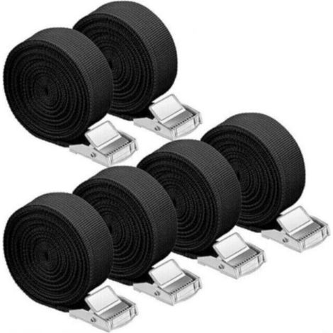 Lot de 6 sangles de tension, sangles d'arrimage, sangles de fixation avec verrouillage par pince, 2,5 m (1/5)