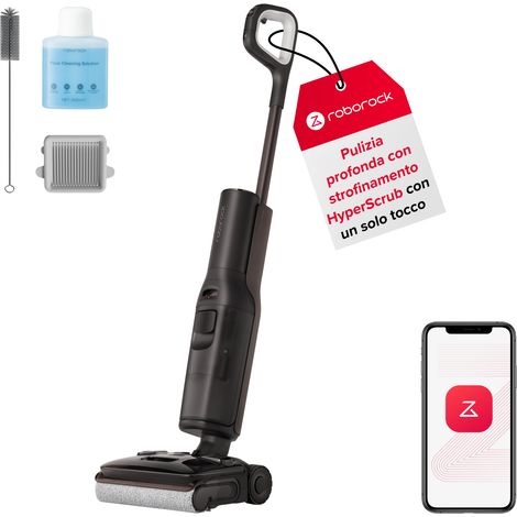 Roborock F25 Pro Turbo Lavapavimenti Senza Fili – 25000 Pa, Autopulizia 95°C con Asciugatura ad Aria Calda, Anti-Groviglio Capelli