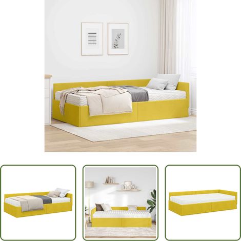 Matelas intégré - Cadre de lit d'angle avec matelas Autre 2 pcs Vert Velours (1/5)