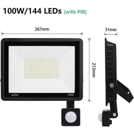 HONORNIC - Projecteur 100 W RGB IP66 étanche à l'eau et à la poussière, haute luminosité, pour jardin extérieur (1/5)