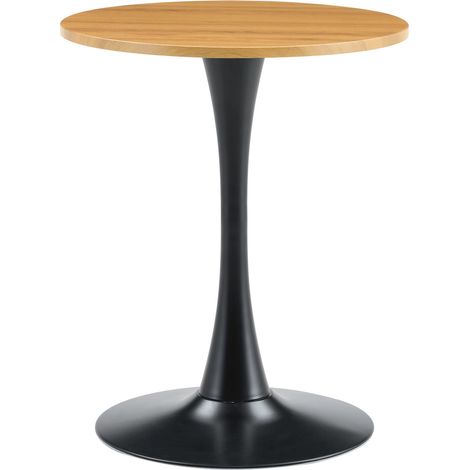 Runder Tisch 60 cm aus MDF und Metall, Holzoptik, schwarzer Fuß, 72 cm (1/5)