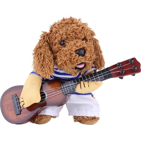 Vêtements amusants pour chien et chat, robe de joueur de guitare, chiot, Costume de fête d'halloween et de noël M (1/5)