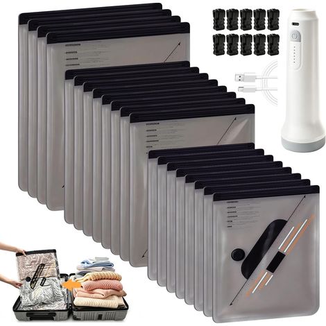 Sac Sous Vide Vetement Aspirateur Avec Pompe éLectrique, 20 Pièces (1/5)