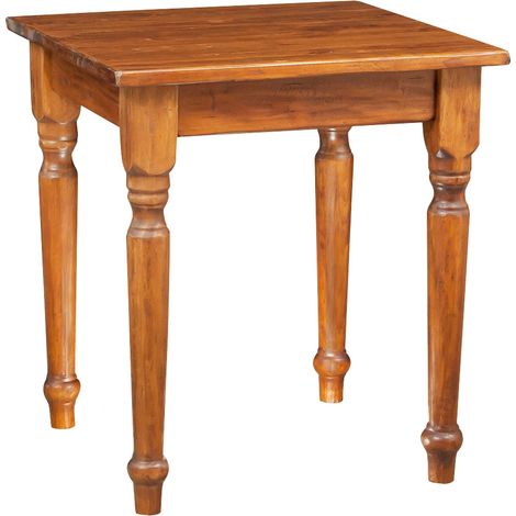Landhaus Tisch aus massivem Lindenholz mit Nussbaum-Finish L70xPR70xH78 cm. Made in Italy