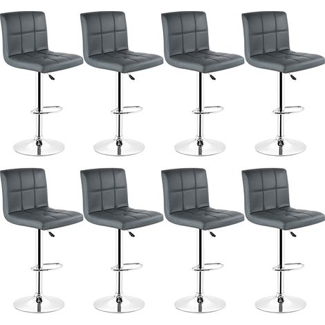 8er Set Barhocker Barstuhl Küchenstuhl Drehstuhl höhenverstellbar Grau