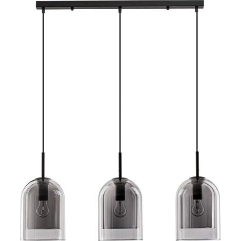 [NEUWERTIG] B-Ware Nova Luce Pendelleuchte Hängeleuchte Velor E27 Led 3 Fach Schwarz Rauchgrau Dimm