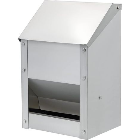 Stainless Steel Chicken Feeders Automatic Poultry Feeder with Lid Wall Mounted Poultry Feeder Trough Chicken Coop (1/5)