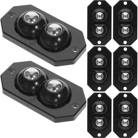 Roulettes Adhésives en Acier Inoxydable Lot de 8, Mini Roues pour Appareils Électroménagers et Boîtes de Rangement, Double Billes, Couleur Noire, Usage à Domicile (1/5)