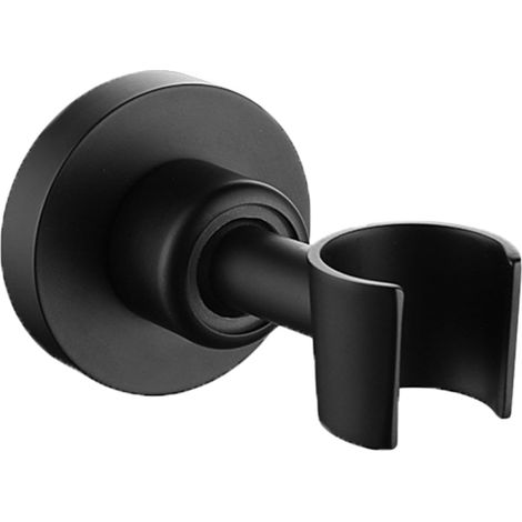 Duschkopfhalterung, Handbrausestangenhalterung, verstellbare Handbrausekopfhalterung, wandmontierte Duschstangenhalterung, gebohrte Halterung, schwarz. (1/5)