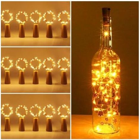 15 pièces LED Bouteille Lumières,LED Bouteille Guirlande,2m 20 LED Lampes de Bouteille Lumière Fil en Cuivre Décoration pour Party, Noël, Blanc Chaud (1/4)