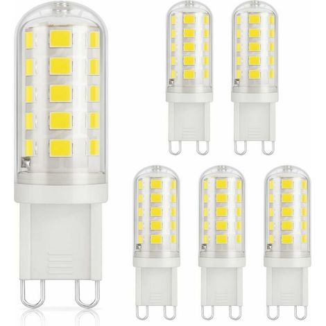 6er-Pack G9-LED-Lampen, 3 W, 350 lm, entspricht 40 W Halogen, Kaltweiß 6000 K, 220–240 V, CRI 82, nicht dimmbar, energiesparend, Keramiksockel, Standard-G9-Fassung (1/4)