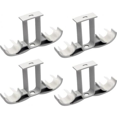 Soportes para barras de cortina - Paquete de 4 piezas - Soportes para barras de cortina - Aleación de aluminio - Accesorios - Ganchos - Se adaptan a barras de 28 mm de diámetro - 14 x 8,2 cm - Blanco (1/5)