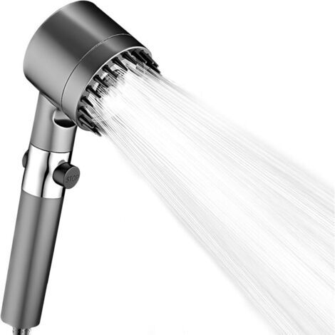 Pommeau de douche à main - Économe en eau - Avec filtre - 4 modes - Haute pression - Économie d'eau - Pour salle de bain - Pommeau de douche avec bouche en silicone pour spa / massage (1/5)