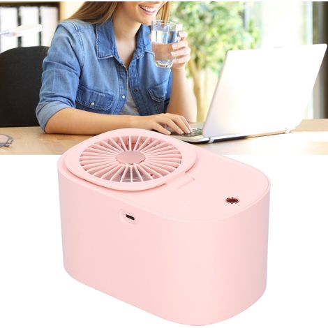 Ventilateur électrique pliable à 90° 2 en 1 avec humidificateur intégré, idéal pour la maison et le bureau (rose). (1/5)
