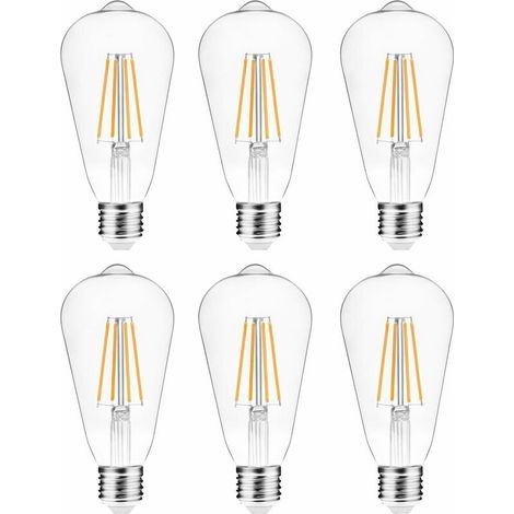 VURAHOME – E27 4W LED-Lampe, entspricht einer 40W Glühbirne, 2700K warmweiß, ST64 LED-Glühlampe in Klarglas, 220V, nicht dimmbar, 6er-Packung (1/5)