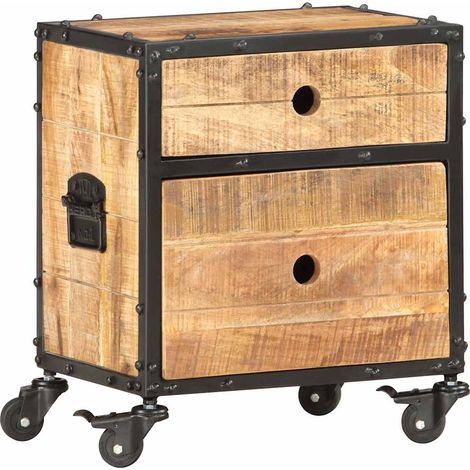 Table de chevet Adulte, Table d'appoint 40x30x50 cm bois de manguier brut SH608 (1/5)