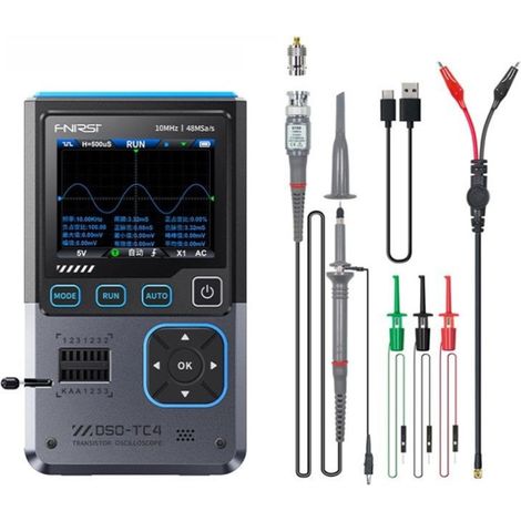 Oscilloscope numérique 3 en 1 FNIRSI DSO-TC4, testeur de transistors, générateur de signaux à bande passante de 10 MHz, oscilloscope 48 Méch./s, outil de test LCR automatique