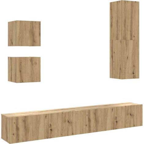 Ensemble de meuble TV mural - Armoires TV suspendues 5 pcs chêne artisanal fr1576 - Maison La Vie