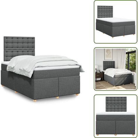 Sommier à lattes de lit avec matelas gris foncé 120x190cm tissu - Sommier À Lattes De Lit - Sommiers À Lattes De Lit - Lit - Meuble De Chambre À Coucher (1/5)