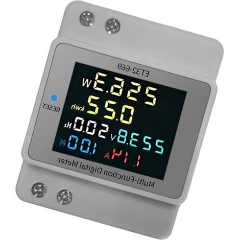 Contatore di energia digitale - Misuratore di potenza LCD - Misura il consumo energetico - Parametri multipli - 30 kW - Bianco (1/5)