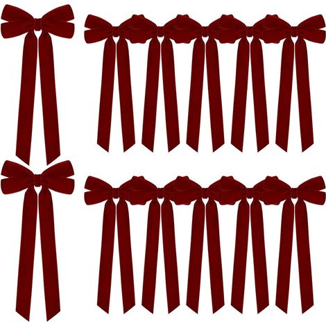 Nœuds De Noël en Velours pour Arbre 12 Pièces Décorations pour Les Fêtes Ornements Festifs Pendants Pour Décorateurs d'Intérieur Organisateurs de Fêtes Porte d'Entrée Bureau Couronne Escalier (1/5)