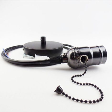 Light Holder, Support De Lampe De Suspension E27 Vintage avec Base à Lampe pour ChaîNe à Tirette MontéE Au Plafond(Noir Perle)