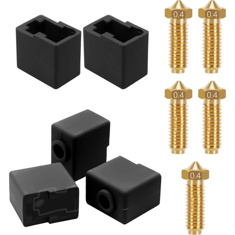 5 Buses et Chaussettes en Silicone Imprimante 3D 0.4mm Set Compatible Avec Anycubic Kobra 3/Kobra 3 Combo, Printhead Nozzle en Laiton With Protective Cover Accessoire Imprimante 3D (1/5)