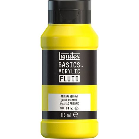 Peinture acrylique - Fluide - Jaune primaire - 410 - Liquitex - Basics Acrylic fluid - 118ml (1/2)
