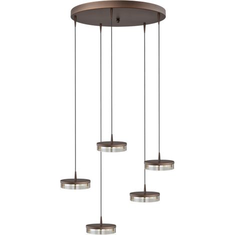 Lampe suspendue à 5 lumières Imperia Ø 50 cm de cacao brun - 2042-15-15-02-50-5 (1/3)
