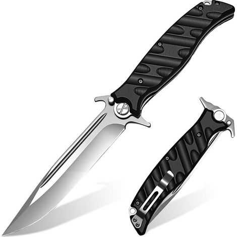 Taschenmesser Klappmesser mit Edelstahlklinge, rutschfestem G10-Griff, Einhandöffnung