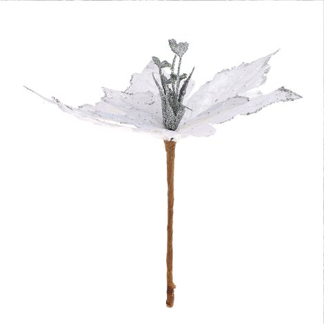 Ornement de fleurs artificielles blanches, 8 pièces, fausses exquises et durables pour décoration de couronne d'arbre de noël, 28x28cm (1/5)