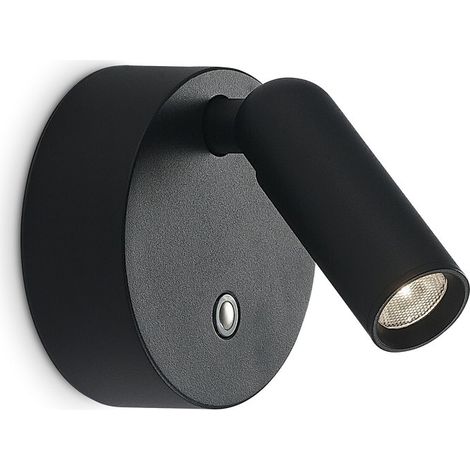 Ideal Lux BEAN Applique murale ronde rechargeable noire avec 1 LED 200 lm 3000 K et intensité variable