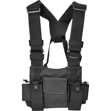 Harnais de plate-forme de poitrine, sac de talkie-walkie résistant à l'usure en nylon portatif léger de grande capacité pour la radio (1/5)