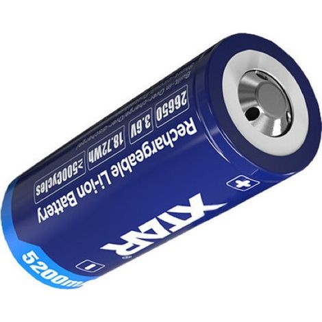 ..
.Batterie Xtar 26650 3.6V Li-ion 5200mAh avec protection BUTTON TOP.
..