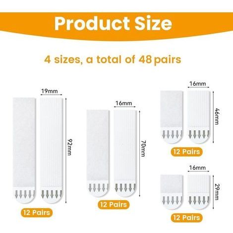 48 Paires Languette Accroche Tableau, Accroche Tableau sans Percer, S/M/L/XL Bandes de Suspension Résistantes à l'Eau Amovibles Fixations pour Accrocher des Cadres, Accrocher Décos de Noël (1/3)