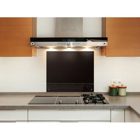 Bc-elec - AKG06-7051 Credenza cucina in vetro nero 70x50cm, vetro di sicurezza temperato 6mm, fondo cappa
