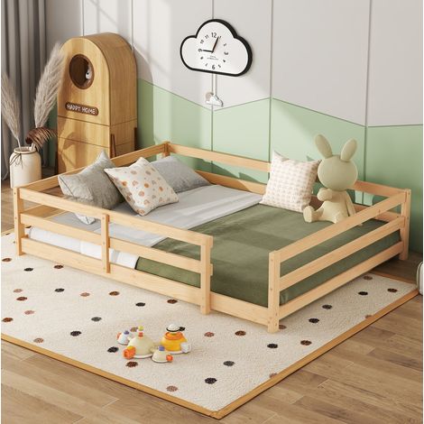 Bett Kinderbett bodentief 140x200 Kiefer natur OKMYHOME (1/5)
