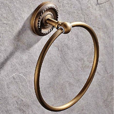 Anneau porte-serviettes vintage en laiton antique, porte-serviettes rétro, finition bronze (1/5)
